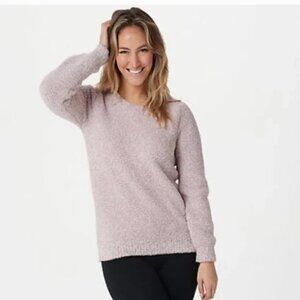Barefoot Dreams NWT Cozy Chic Seaside Crewneck Heather Pink Pullover Sweater